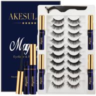 akesulash magnetic eyelashes natural look - 4 tubes of magnetic eyeliner and lashes - 10 pairs magnetic eyelash kit with applicator - magnetic false lashes easy to apply logo