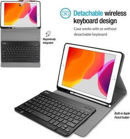 img 3 attached to 🔒 ProCase чехол с клавиатурой для iPad 10.2 9 поколение 2021 года/ 8 поколение 2020 года/ 7 поколение 2019 года, беспроводная съемная клавиатура и стойка-фолио для iPad 10,2 дюйма 9/8/7 поколение, автопереход в режим сна/пробуждение, синий цвет - Улучшенная SEO