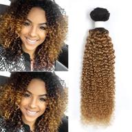 honey blonde remy human hair 1 bundle ombre curly hair: 2 tone color 1b/27 - 18 inch logo