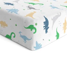 img 4 attached to 🦕 Cuddly Cubs Dinosaur Crib Sheet - Soft & Cozy Jersey Cotton Fitted Sheet for Baby Boy or Girl - Standard 28x52 Crib & Toddler Mattress