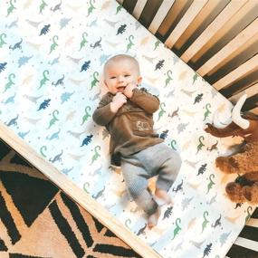 img 2 attached to 🦕 Cuddly Cubs Dinosaur Crib Sheet - Soft & Cozy Jersey Cotton Fitted Sheet for Baby Boy or Girl - Standard 28x52 Crib & Toddler Mattress