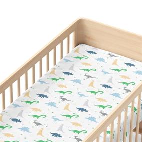 img 3 attached to 🦕 Cuddly Cubs Dinosaur Crib Sheet - Soft & Cozy Jersey Cotton Fitted Sheet for Baby Boy or Girl - Standard 28x52 Crib & Toddler Mattress