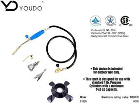 img 3 attached to 🔥 YOUDO Propane Torch Kit - Weed Burner Torch for Gas Welding with 4 Torch Heads, Flame Control Knob, 50'' Hose - Ideal for Heating, Weeding, and Thawing (Fuel Not Included)