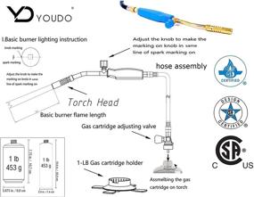 img 1 attached to 🔥 YOUDO Propane Torch Kit - Weed Burner Torch for Gas Welding with 4 Torch Heads, Flame Control Knob, 50'' Hose - Ideal for Heating, Weeding, and Thawing (Fuel Not Included)