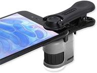 enhanced carson micromini 20x led lighted pocket microscope with 🔬 built-in led and uv flashlight, including universal smartphone digiscoping adapter clip (mm-380) logo