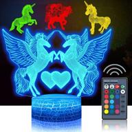 🦄 set of 4 unicorn night lights, dddnightlight led illusion lamp with 16 color remote control - decor lights for bedroom, living room, kids, girls, boys - perfect for christmas xmas gifts 1709 логотип