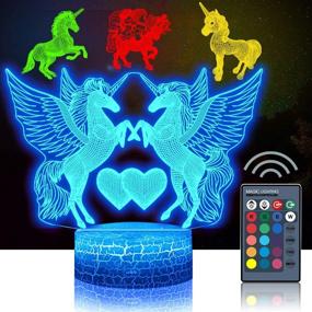 img 4 attached to 🦄 Set of 4 Unicorn Night Lights, DDDNIGHTLIGHT Led Illusion Lamp with 16 Color Remote Control - Decor Lights for Bedroom, Living Room, Kids, Girls, Boys - Perfect for Christmas Xmas Gifts 1709