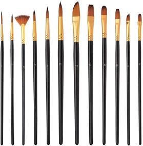 img 4 attached to Elisel Paint Brush Set: 12 Pc Professional Brushes for Acrylic, Oil, Watercolor Painting - Arts & Crafts Supplies for Kids & Artists