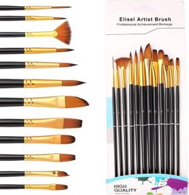 img 1 attached to Elisel Paint Brush Set: 12 Pc Professional Brushes for Acrylic, Oil, Watercolor Painting - Arts & Crafts Supplies for Kids & Artists