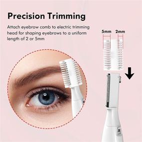 img 3 attached to Electric Eyebrow Trimmer Kit for Women and Men - Precision Trimmer for Effortless Facial Hair 🔌 Removal, Painless Peach Fuzz Shaver for Face and Body - Ideal for Ladies, Minimize Brows, in Elegant White