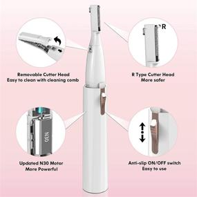 img 2 attached to Electric Eyebrow Trimmer Kit for Women and Men - Precision Trimmer for Effortless Facial Hair 🔌 Removal, Painless Peach Fuzz Shaver for Face and Body - Ideal for Ladies, Minimize Brows, in Elegant White