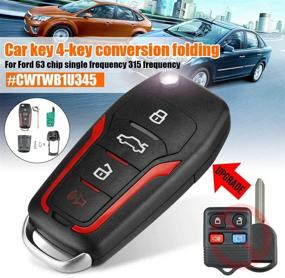 img 3 attached to 🔑 Enhanced Flip Key Replacement for Ford Mustang Focus Explorer Expedition Escape Edge Fusion Taurus Remote, 4-Button Keyless Entry Car Fob with Uncut Ignition Blade, 315MHz Frequency and 4D63 Chip 80-bit (CWTWB1U345) - Set of 2