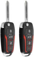 🔑 enhanced flip key replacement for ford mustang focus explorer expedition escape edge fusion taurus remote, 4-button keyless entry car fob with uncut ignition blade, 315mhz frequency and 4d63 chip 80-bit (cwtwb1u345) - set of 2 logo