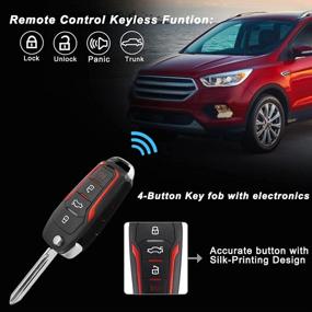img 1 attached to 🔑 Enhanced Flip Key Replacement for Ford Mustang Focus Explorer Expedition Escape Edge Fusion Taurus Remote, 4-Button Keyless Entry Car Fob with Uncut Ignition Blade, 315MHz Frequency and 4D63 Chip 80-bit (CWTWB1U345) - Set of 2