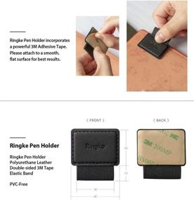 img 2 attached to 🖊️ Ringke Apple Pencil Pen Holder - PU Leather Durable Pen Loop for Journal, Notebooks, and More - 3M Self Adhesive with Elastic - 3 PACK, Black