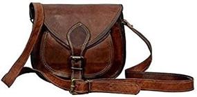 img 1 attached to 👜 Vintage Handmade Women's Leather Cross-body Shoulder Bag: 9 Inch Satchel with Multi-Pockets for Travel and Everyday Use