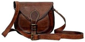 img 3 attached to 👜 Vintage Handmade Women's Leather Cross-body Shoulder Bag: 9 Inch Satchel with Multi-Pockets for Travel and Everyday Use