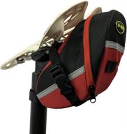 jaslite red bicycle bag under seat - waterproof saddle bag with reflective stripes for foldable bikes logo