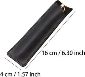 img 3 attached to 🖋️ Daimay Handmade Black Crazy Horse Leather Pen Case Holder - Protective Sleeve Cover for Fountain Pen, Ballpoint Pen, Stylus Touch Pen