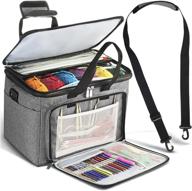 🧶 rainmax knitting bag: grommeted yarn tote organizer with divider - perfect for needles, hooks, and accessories logo