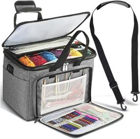 img 4 attached to 🧶 Rainmax Knitting Bag: Grommeted Yarn Tote Organizer with Divider - Perfect for Needles, Hooks, and Accessories