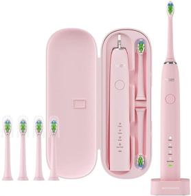 img 4 attached to 🦷 Ultimate Dental Care: UltraSonic Toothbrush Kit with Travel Case and 4 Brush Heads (Pink)