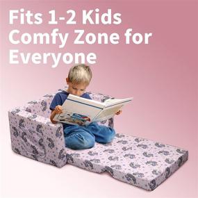 img 1 attached to 🦕 Truwelby Kids Sofa: 2 in 1 Convertible Lounger with Cute Dinosaur Print – Extra Soft Sleeper for Girls & Boys