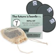 bamboo charcoal facial rounds refill kit - reusable pack of 14 bamboo makeup remover pads with a mini cotton laundry mesh bag - embrace the bamboo future logo