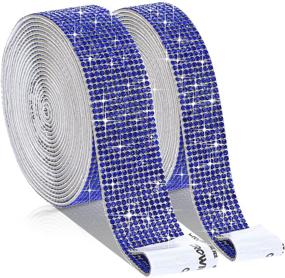 img 4 attached to Royal Blue Self-Adhesive Crystal Rhinestone Diamond Ribbons - 2 Rolls, 4.4 Yards - Perfect for DIY Arts, Crafts, Car & Phone Decoration - Features 2mm Rhinestones