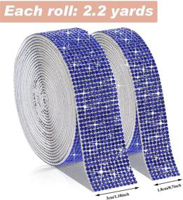 img 3 attached to Royal Blue Self-Adhesive Crystal Rhinestone Diamond Ribbons - 2 Rolls, 4.4 Yards - Perfect for DIY Arts, Crafts, Car & Phone Decoration - Features 2mm Rhinestones