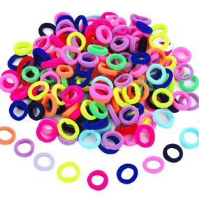 img 4 attached to 🎀 Hicarer Pack of 100 Elastic Hair Ties - Mini Hair Bands, Tiny Rubber Bands, Colored Ponytail Holders for Girls, Children, Babies - Perfect for Baby Kids Hairstyling