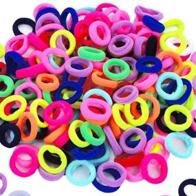 img 1 attached to 🎀 Hicarer Pack of 100 Elastic Hair Ties - Mini Hair Bands, Tiny Rubber Bands, Colored Ponytail Holders for Girls, Children, Babies - Perfect for Baby Kids Hairstyling