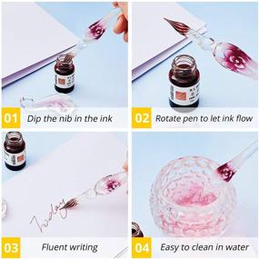 img 2 attached to 🖋️ Enhance Your Writing Experience with 2 Piece Handmade Flower Crystal Glass Pen: Perfect for Calligraphy, Drawing, and Decoration!