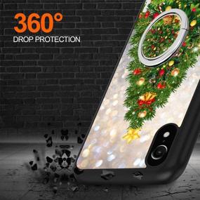 img 1 attached to 🔥 Jacbob Custom Flame Soccer iPhone XR Case with Ring Holder Kickstand - Heavy Duty Armor Protective Soft TPU Bumper Shell Cover (Christmas Edition)