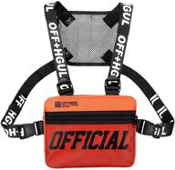 ousawig chest rig bag adjustable shoulder pack walkie talkie harness radio holster holder for men women (orange) logo