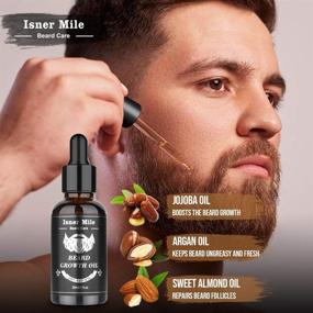 img 1 attached to 🧔 Organic Beard Growth Kit with Derma Roller, Natural Oil for Patchy Beards, Facial Hair Growth, Balm & Comb, Storage Bag - Perfect Gifts for Men, Father, Boyfriend