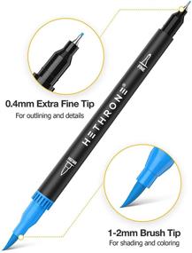 img 3 attached to Hethrone Dual Tip Brush Pens - 🎨 34 Vibrant Colors for Adult Drawing and Marking