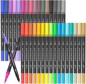 img 4 attached to Hethrone Dual Tip Brush Pens - 🎨 34 Vibrant Colors for Adult Drawing and Marking