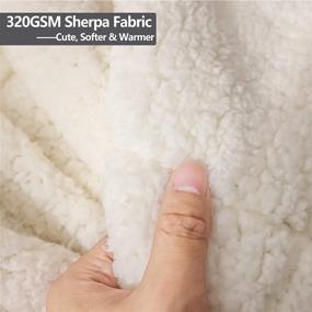 img 1 attached to 🛌 Bood Sherpa Weighted Blanket 15 lbs: Plush Fleece Minky for Adult, Full/Queen Size Bed – Grey White Strip Design