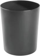 mdesign small round metal trash can - durable steel garbage bin for bathrooms, powder rooms, kitchens, home offices - black logo