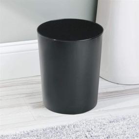 img 3 attached to mDesign Small Round Metal Trash Can - Durable Steel Garbage Bin for Bathrooms, Powder Rooms, Kitchens, Home Offices - Black