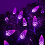 🔋 waterproof battery operated purple christmas string lights c6 – 50 led 17ft fairy lights indoor outdoor – 8 modes mini light set for patio, garden, xmas tree, wreath, home, party decor логотип