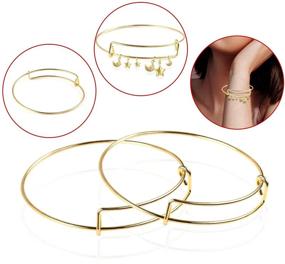 img 2 attached to 📿 UPINS 20 Pcs Expandable Bangle Bracelets: Adjustable Wire Blank Bangles for DIY Jewelry Making in Gold Metal