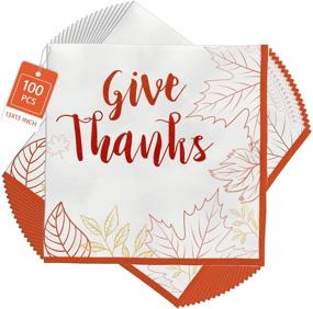img 4 attached to 🍂 100PCS Thanksgiving Napkins - 13" X 13" Disposable Paper Napkins for Fall Party Supplies & Thanksgiving Dinner Decorations - Orange Paper Napkins with Hollow Out Design