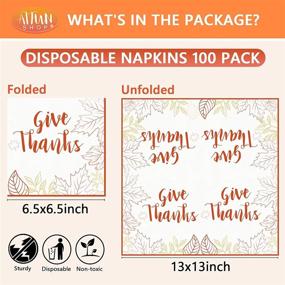 img 1 attached to 🍂 100PCS Thanksgiving Napkins - 13" X 13" Disposable Paper Napkins for Fall Party Supplies & Thanksgiving Dinner Decorations - Orange Paper Napkins with Hollow Out Design