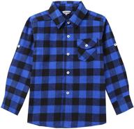 👕 bienzoe boys' cozy flannel button down plaid shirt for warmth and style logo