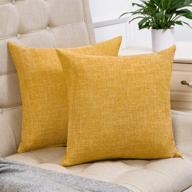 🛋️ anickal set of 2 mustard yellow linen pillow covers - rustic decorative square throw pillow covers for sofa couch decoration - 18x18 inch logo