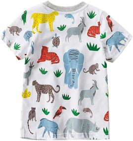 img 3 attached to 🐼 Adorable Zoo Blue Cartoon Animals T Shirt: Boys' Clothing Set