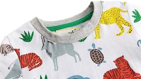 img 2 attached to 🐼 Adorable Zoo Blue Cartoon Animals T Shirt: Boys' Clothing Set