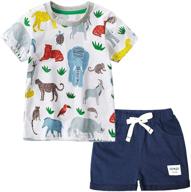 🐼 adorable zoo blue cartoon animals t shirt: boys' clothing set logo